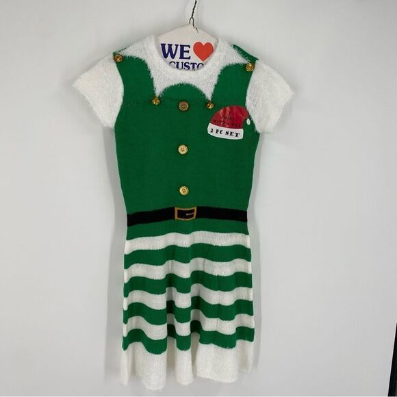 Planet Gold Junior’s Ugly Christmas Sweater Dress Grinch Size M - Picture 1 of 4